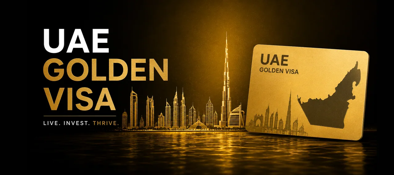UAE Golden Visa sobre el skyline de Dubai