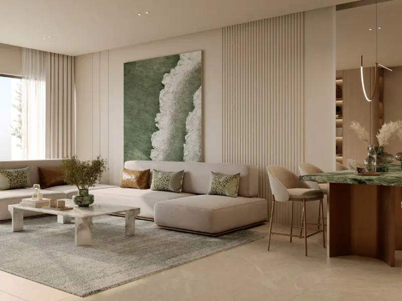 Binghatti Hillcrest, salón de un apartamento