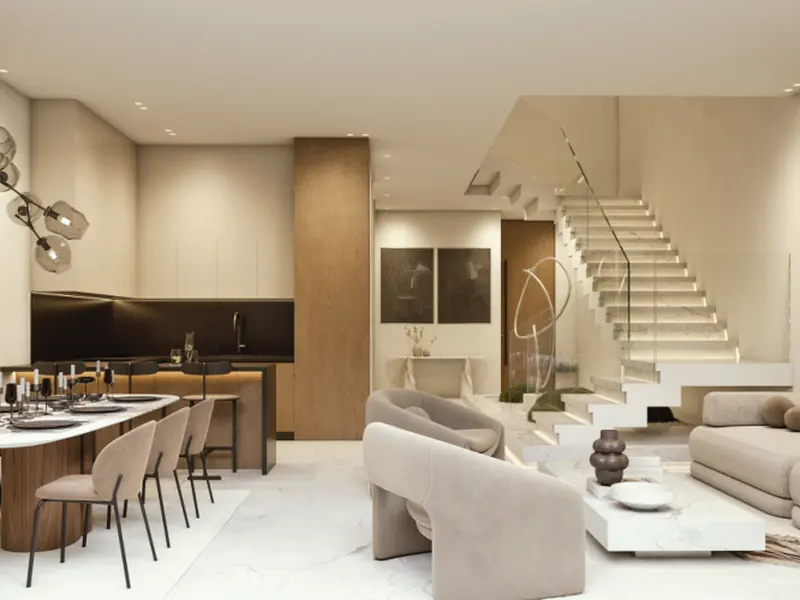Lunaya, salón con cocina