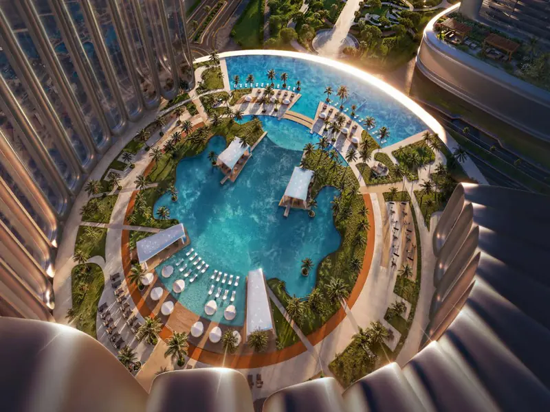 Binghatti City, piscina vista desde el aire